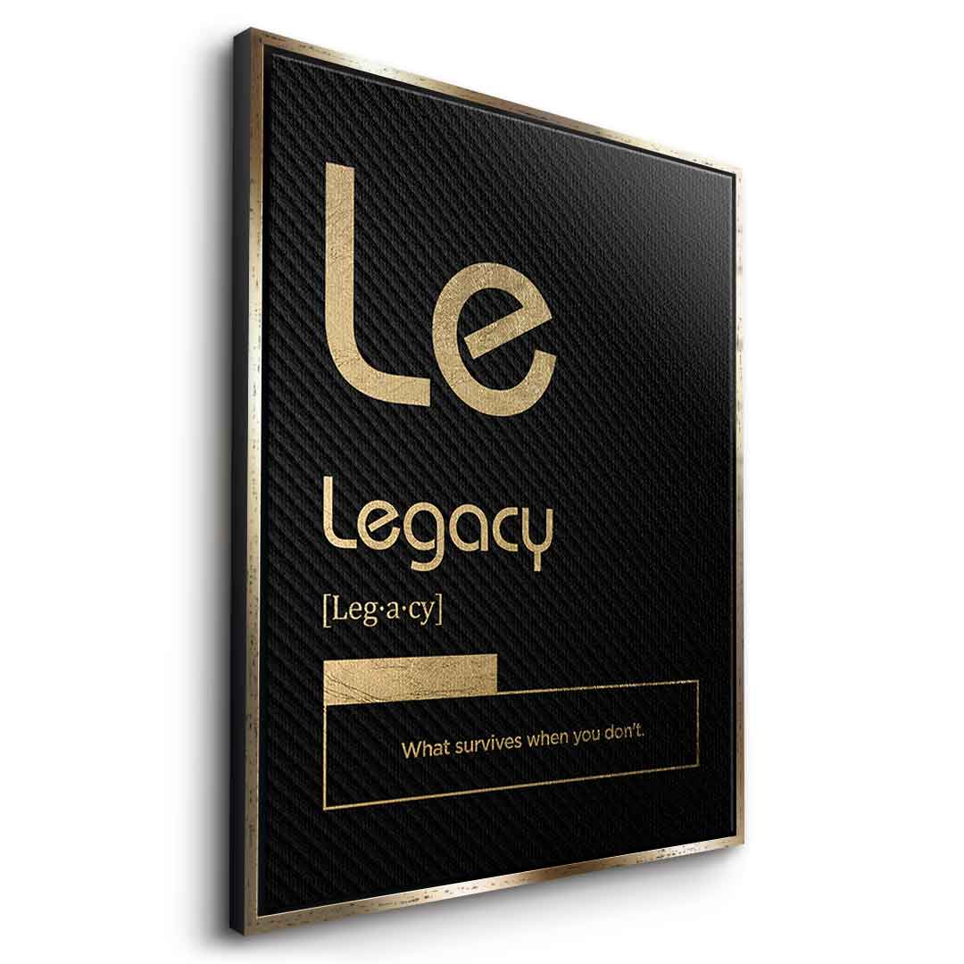 DOTCOMCANVAS® Legacy (Le) Leinwandbild Version Schwarz – Seitenansicht Gold