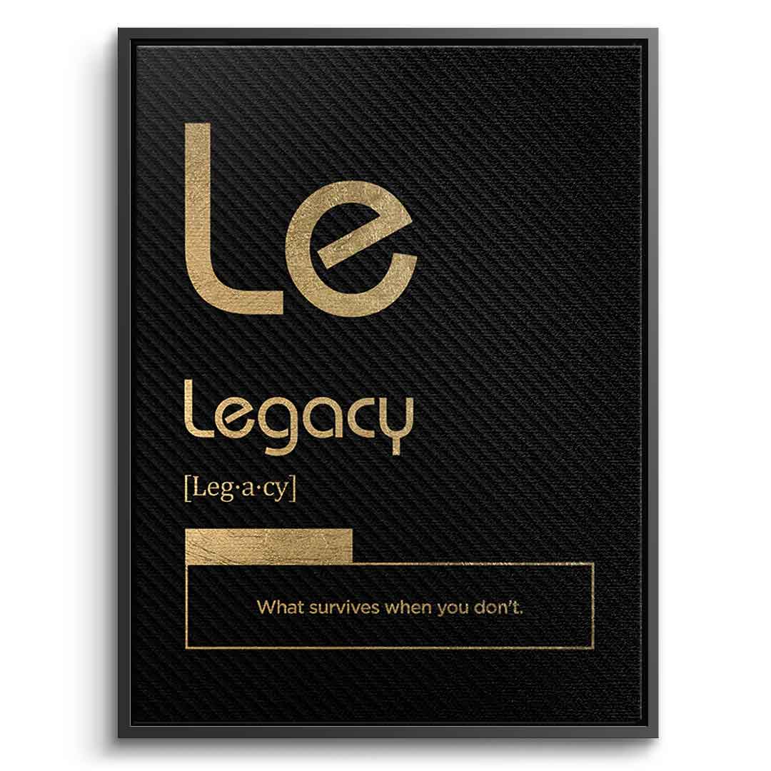 DOTCOMCANVAS® Legacy (Le) Leinwandbild Version Schwarz – Vorderansicht Silberner Rahmen