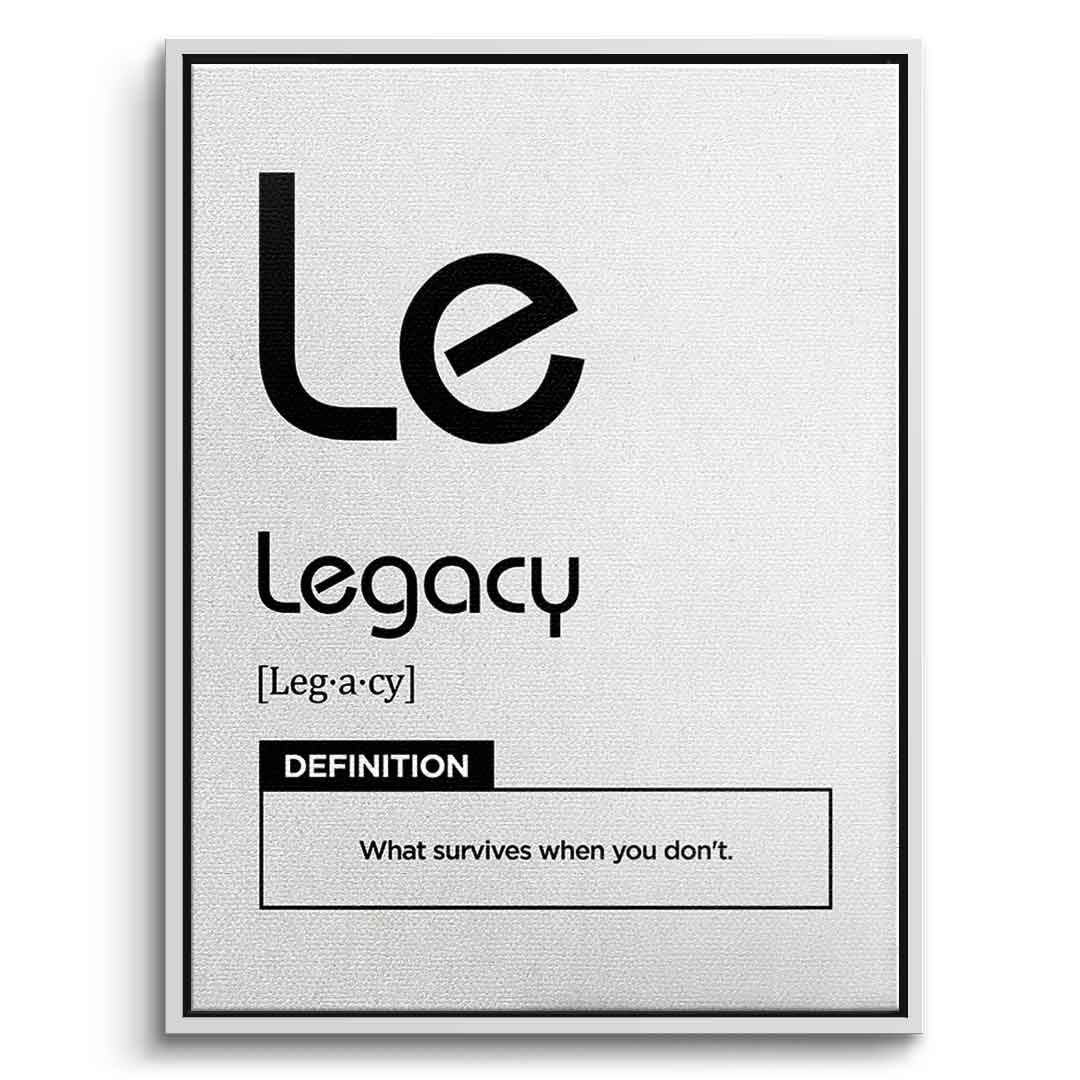 DOTCOMCANVAS® Legacy (Le) Leinwandbild Version Weiß – Vorderansicht Weißer Rahmen