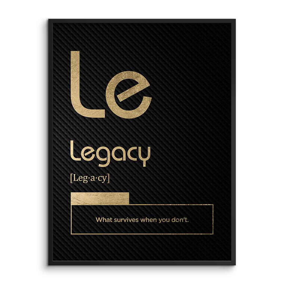 DOTCOMCANVAS® Legacy (Le) Poster Version Schwarz – Vorderansicht im Rahmen