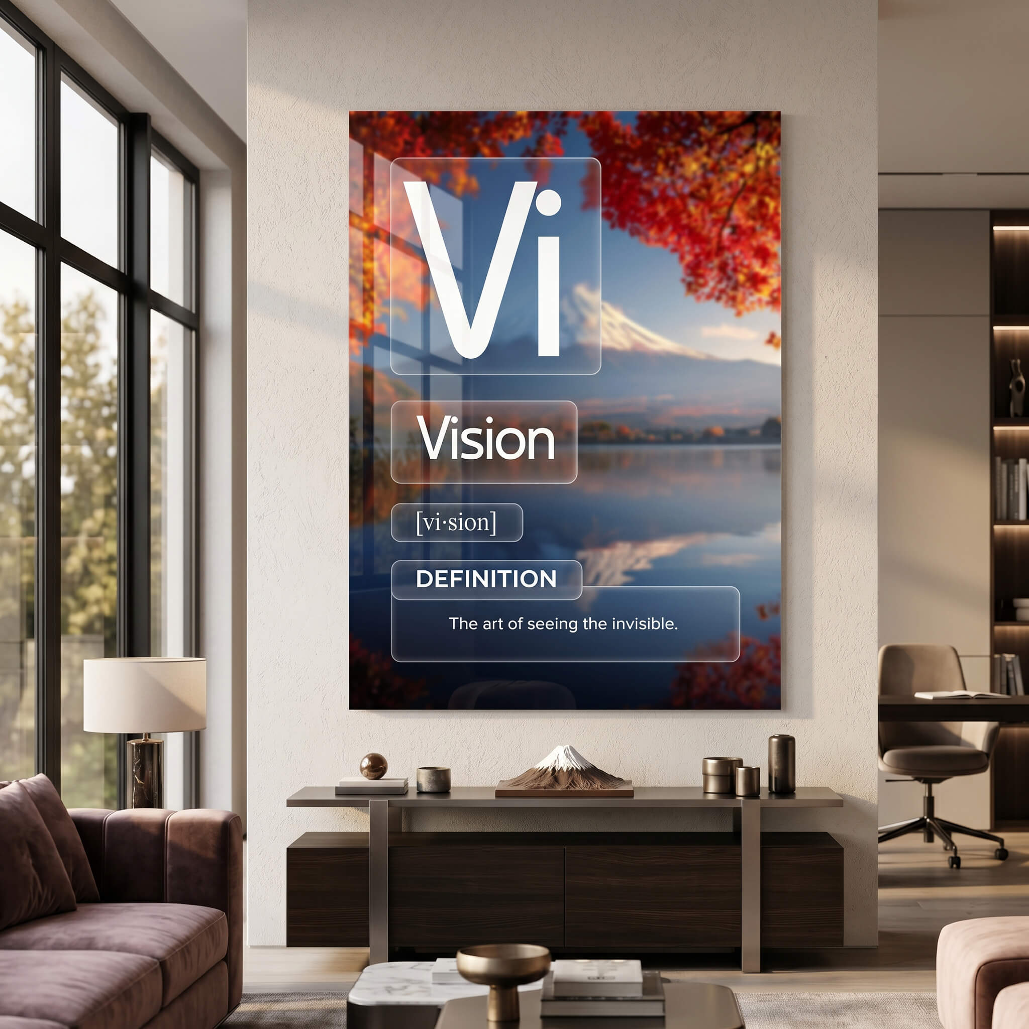 DOTCOMCANVAS® Vision (Vi) Acrylglasbild Version Farbig – Raum-Mockup