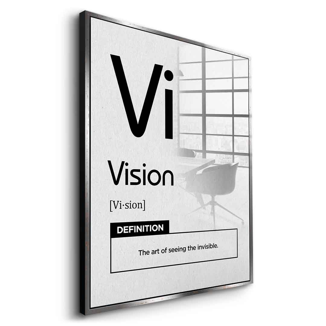 DOTCOMCANVAS® Vision (Vi) Acrylglasbild Version Weiß – Vorderansicht Ohne Rahmen