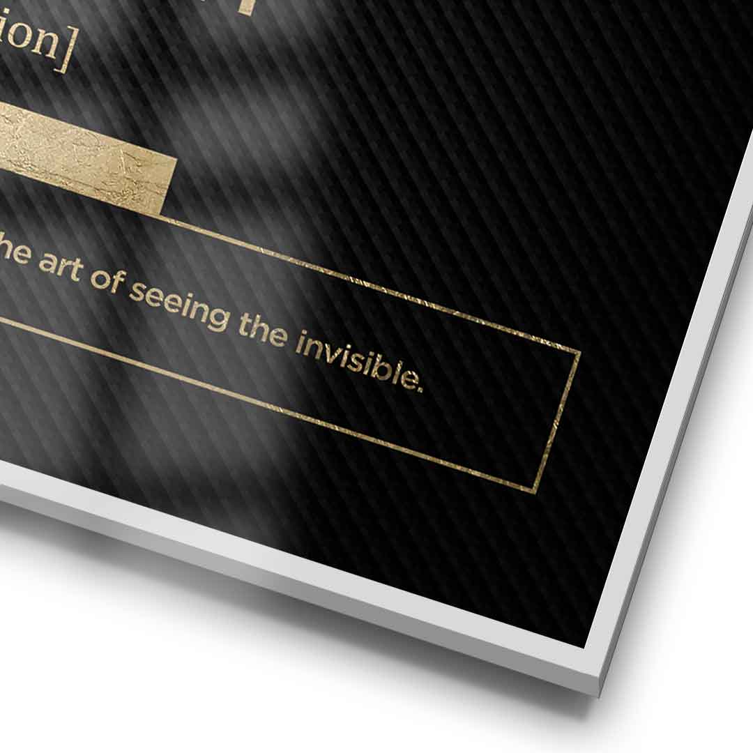 DOTCOMCANVAS® Vision (Vi) Poster Version Schwarz – Detail im Rahmen