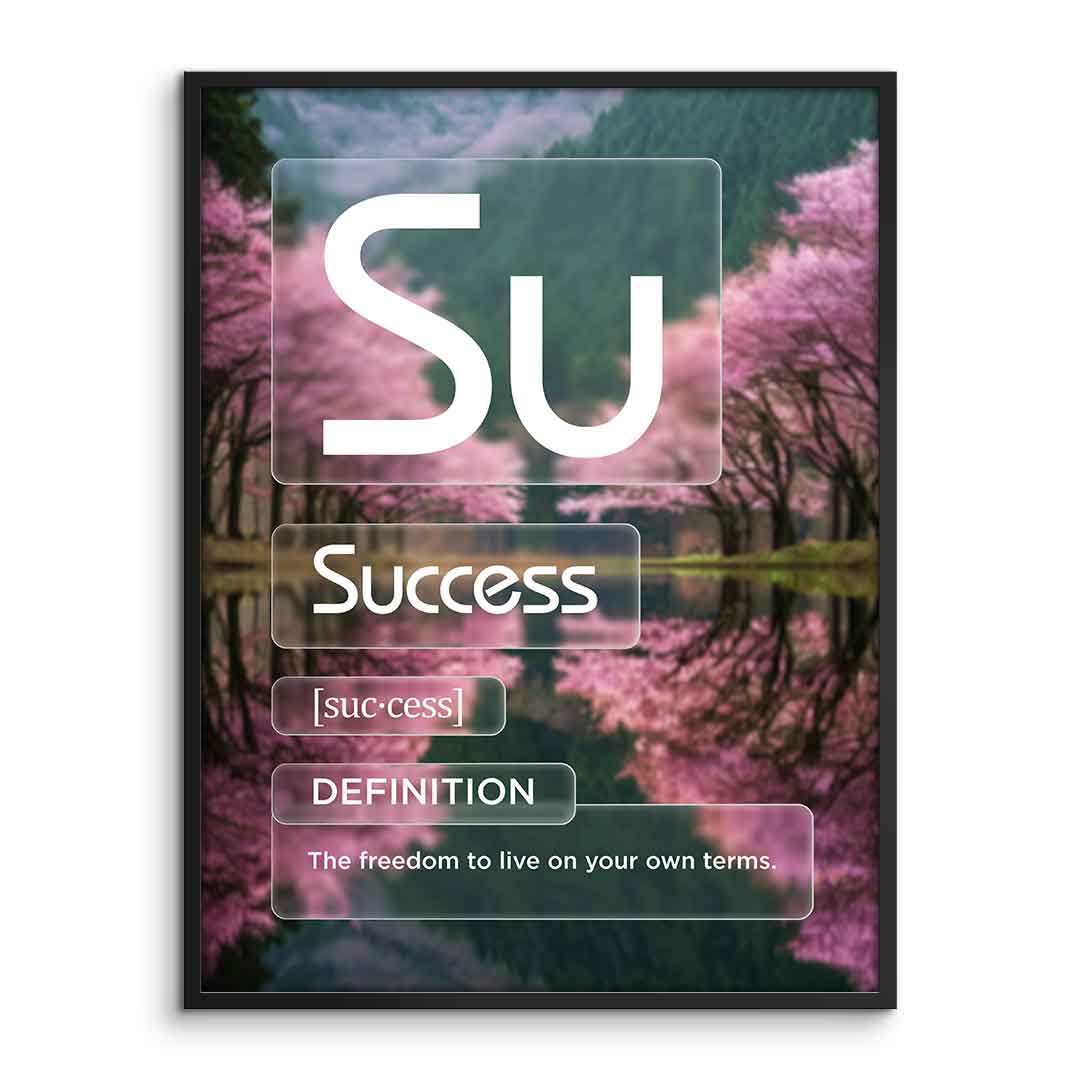 DOTCOMCANVAS® Success (Su) Poster Version Farbig – Vorderansicht im Rahmen
