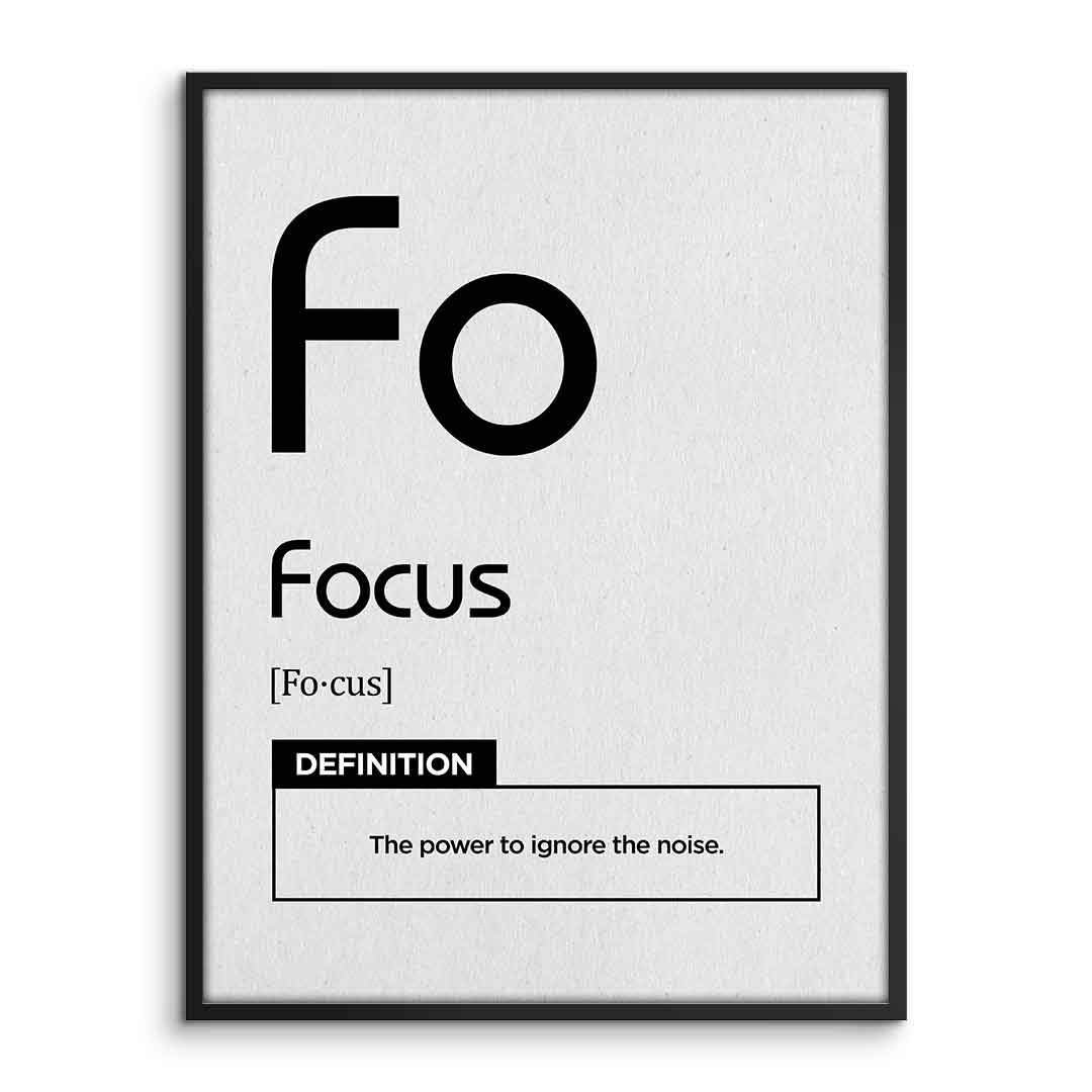 DOTCOMCANVAS® Focus (Fo) Poster Version Weiß – Vorderansicht im Rahmen
