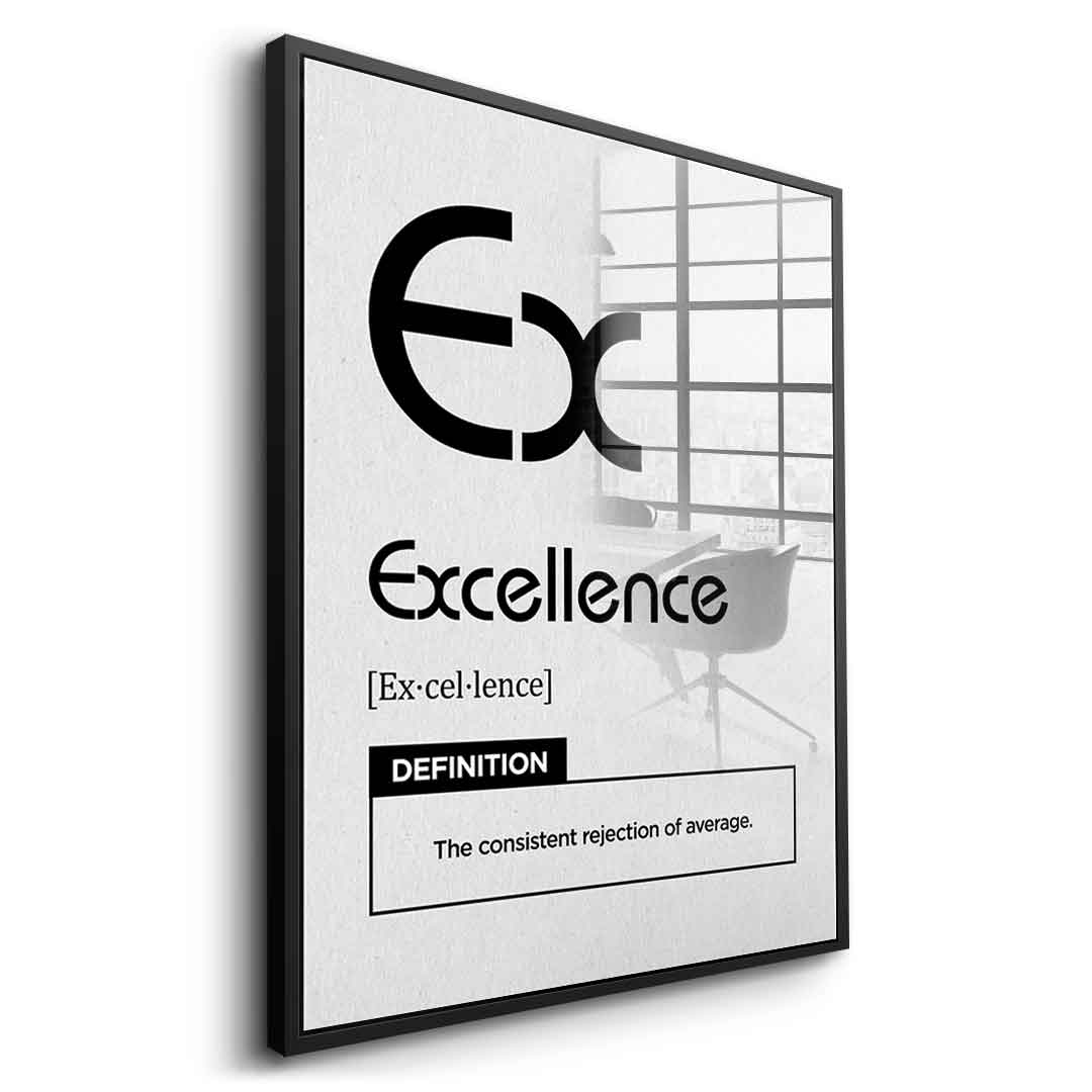 DOTCOMCANVAS® Excellence (Ex) Acrylglasbild Version Weiß – Vorderansicht Goldener Rahmen