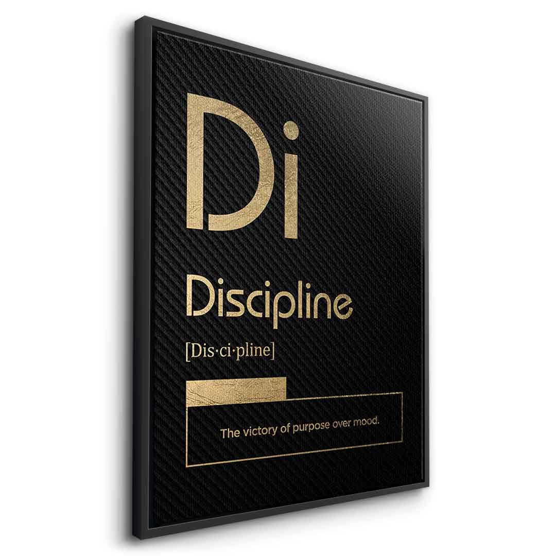 DOTCOMCANVAS® Discipline (Di) Leinwandbild Version Schwarz – Seitenansicht Schwarz