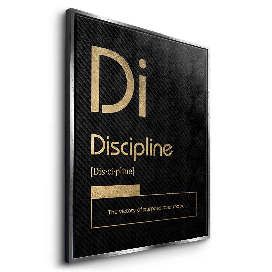 DOTCOMCANVAS® Discipline (Di) Leinwandbild Version Schwarz – Seitenansicht Weiß