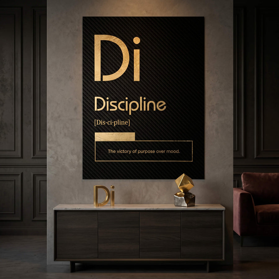 DOTCOMCANVAS® Discipline (Di) Poster Version Schwarz – Raum-Mockup