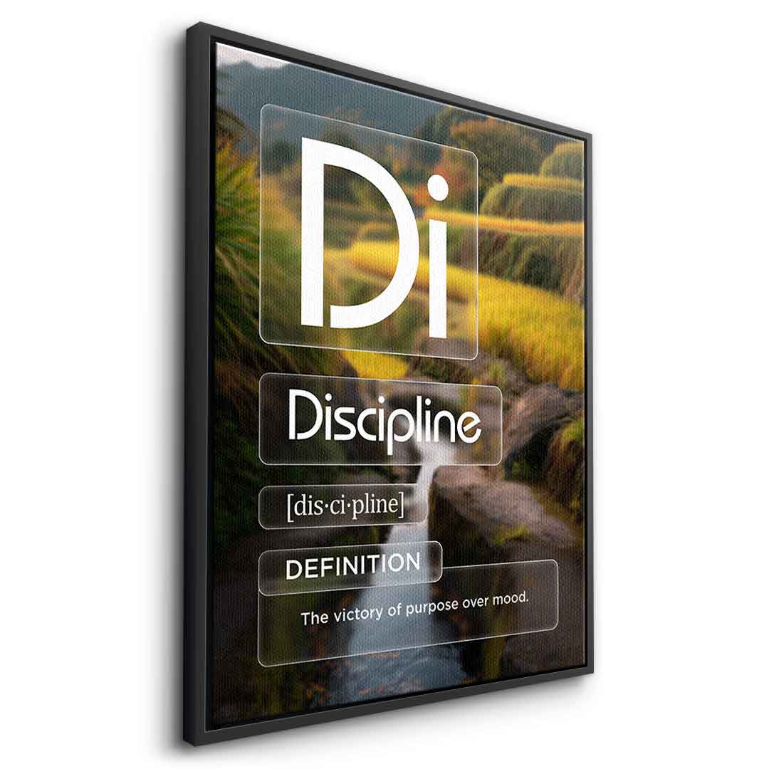 DOTCOMCANVAS® Discipline (Di) Leinwandbild Version Farbig – Seitenansicht Schwarz