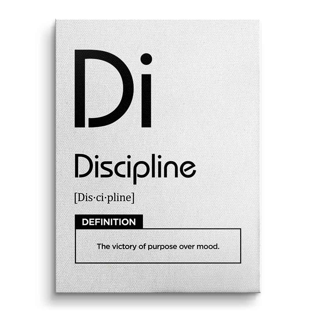 DOTCOMCANVAS® Discipline (Di) Leinwandbild Version Weiß – Vorderansicht Ohne Rahmen
