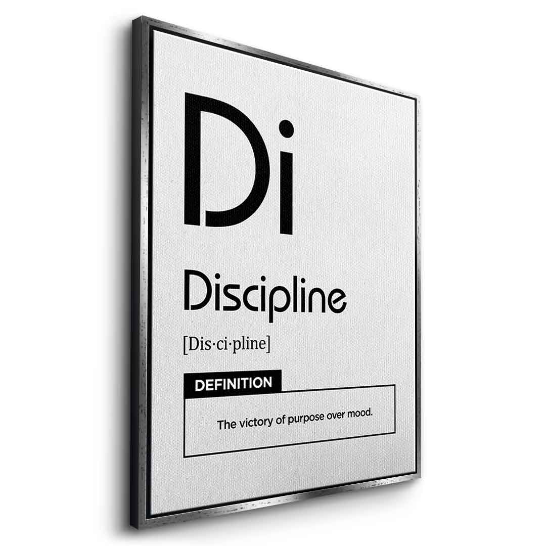 DOTCOMCANVAS® Discipline (Di) Leinwandbild Version Weiß – Seitenansicht Weiß