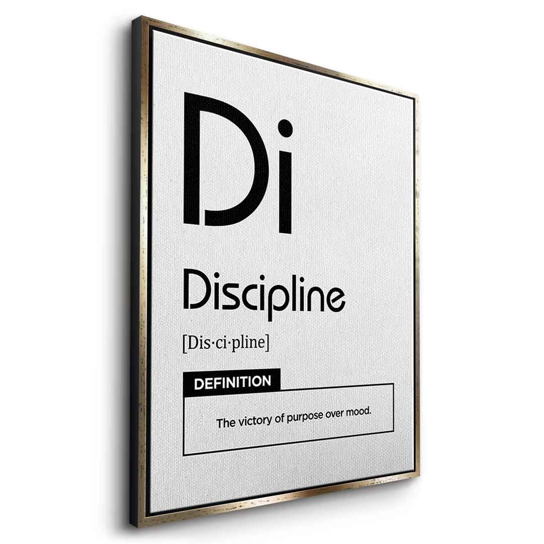 DOTCOMCANVAS® Discipline (Di) Leinwandbild Version Weiß – Seitenansicht Gold