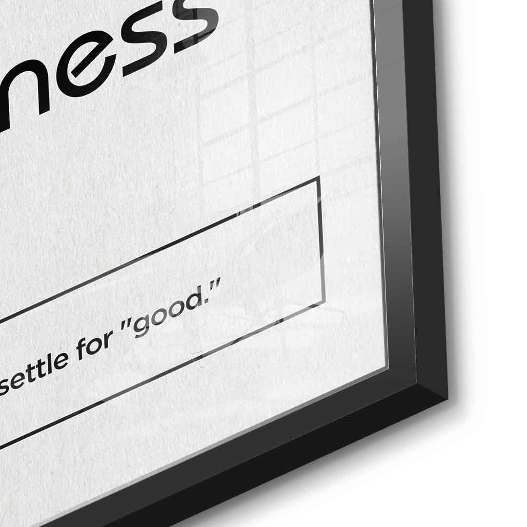 DOTCOMCANVAS® Greatness (Gr) Acrylglasbild Version Weiß – Detailansicht