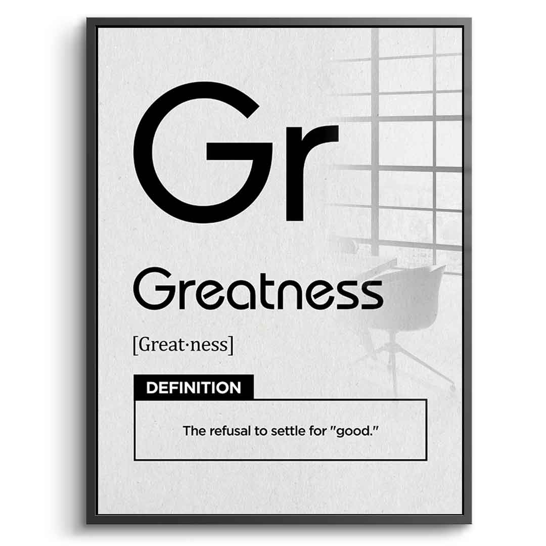 DOTCOMCANVAS® Greatness (Gr) Acrylglasbild Version Weiß – Echtheitszertifikat