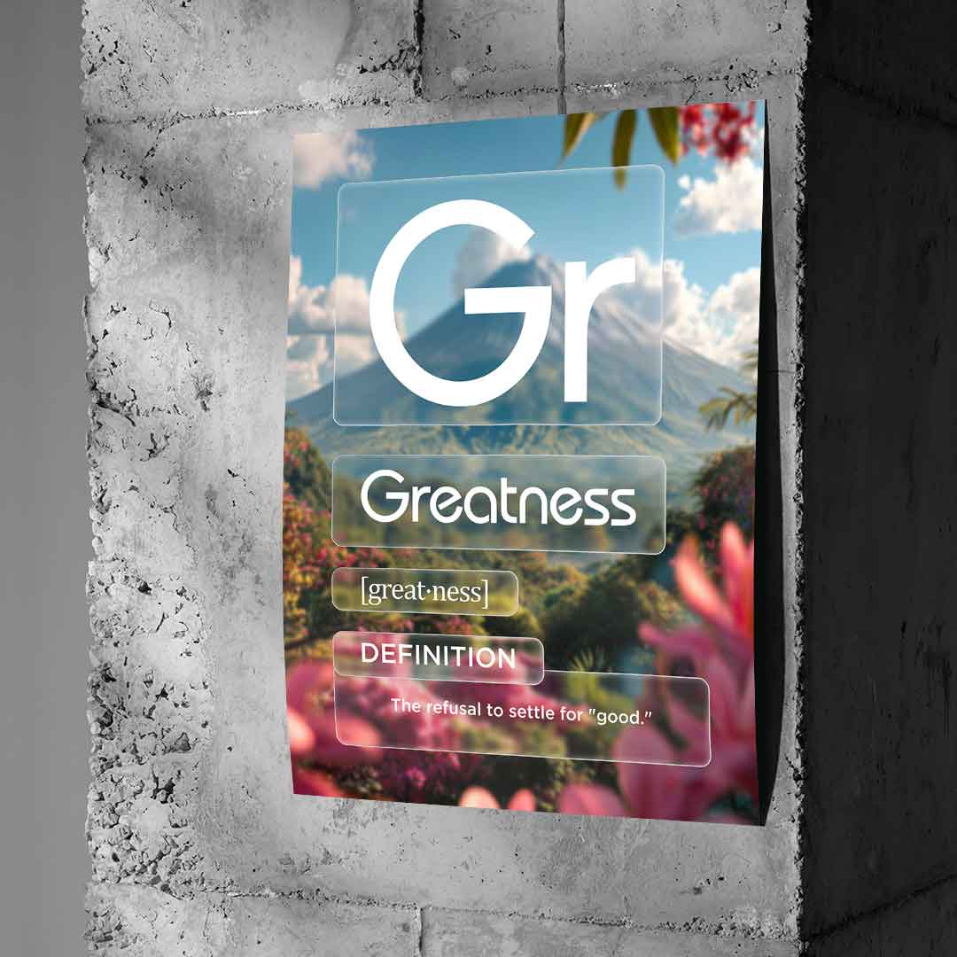 DOTCOMCANVAS® Greatness (Gr) Poster Version Farbig – Wand-Mockup