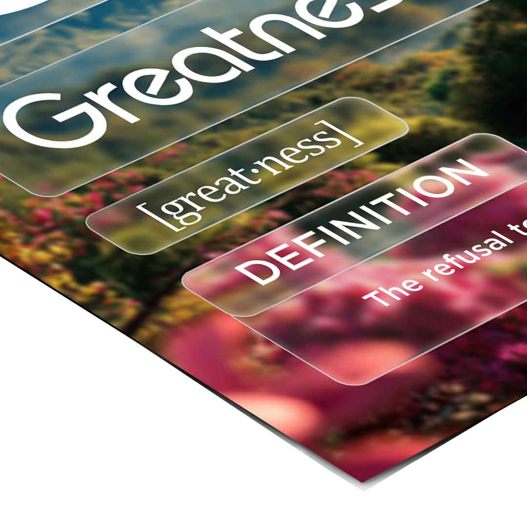 DOTCOMCANVAS® Greatness (Gr) Poster Version Farbig – Eck-Detail