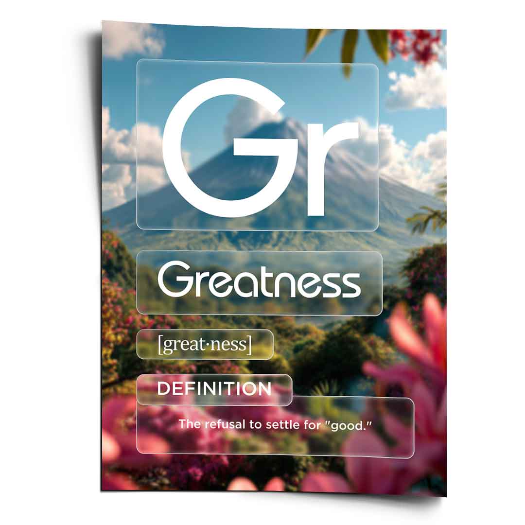 DOTCOMCANVAS® Greatness (Gr) Poster Version Farbig – Vorderansicht