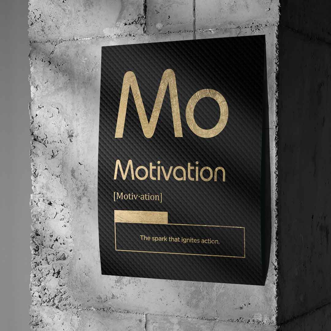 DOTCOMCANVAS® Motivation (Mo) Poster Version Schwarz – Wand-Mockup