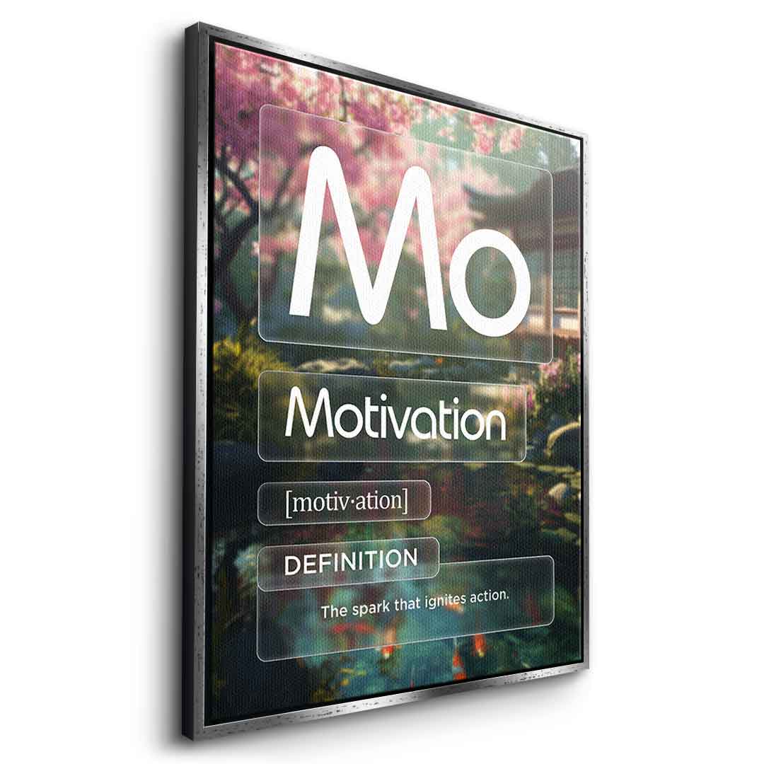 DOTCOMCANVAS® Motivation (Mo) Leinwandbild Version Farbig – Seitenansicht Weiß