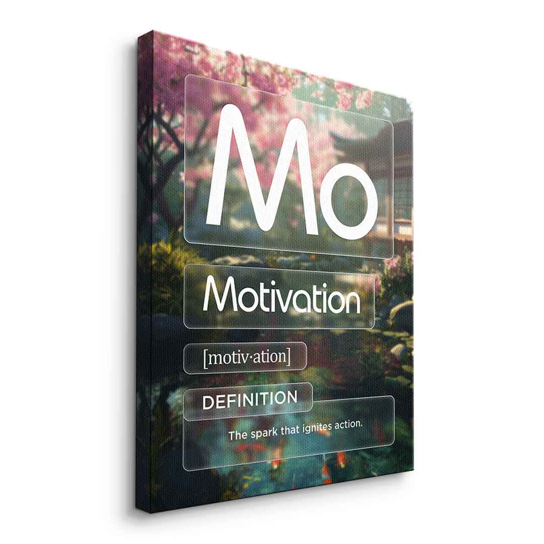 DOTCOMCANVAS® Motivation (Mo) Leinwandbild Version Farbig – Seitenansicht Ohne Rahmen