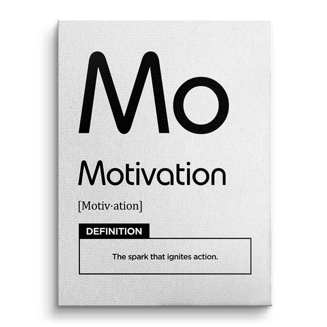 DOTCOMCANVAS® Motivation (Mo) Leinwandbild Version Weiß – Vorderansicht Ohne Rahmen