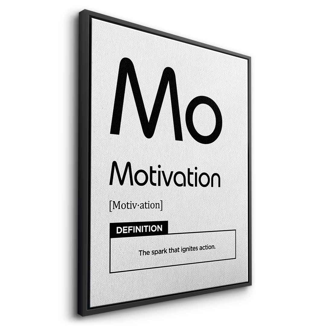 DOTCOMCANVAS® Motivation (Mo) Leinwandbild Version Weiß – Seitenansicht Schwarz
