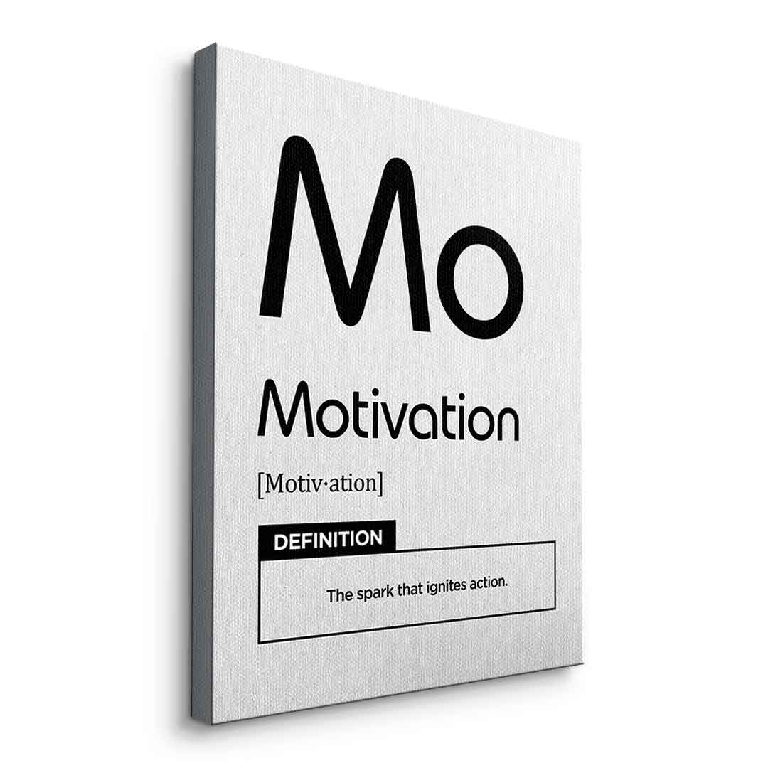 DOTCOMCANVAS® Motivation (Mo) Leinwandbild Version Weiß – Seitenansicht Ohne Rahmen
