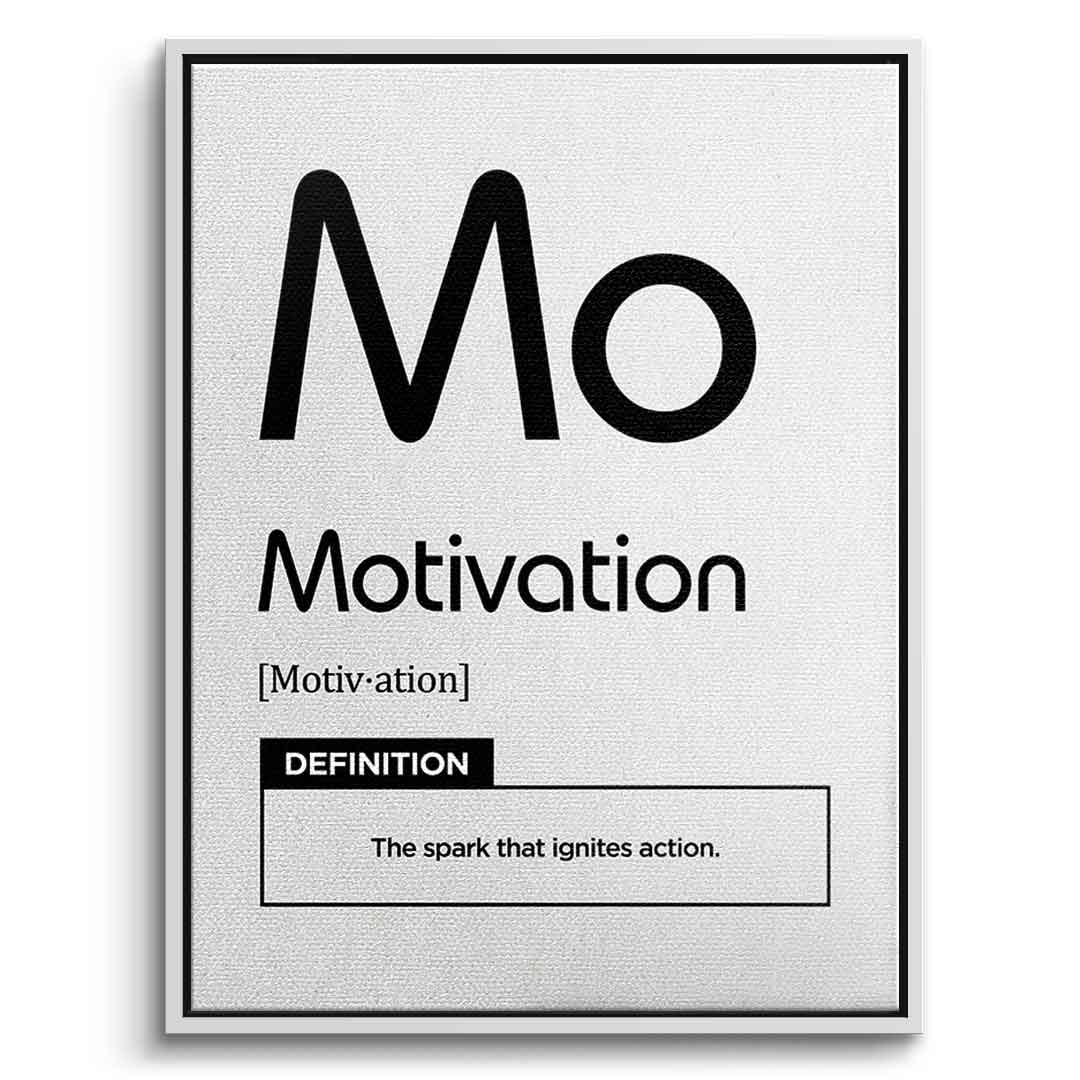 DOTCOMCANVAS® Motivation (Mo) Leinwandbild Version Weiß – Vorderansicht Weißer Rahmen