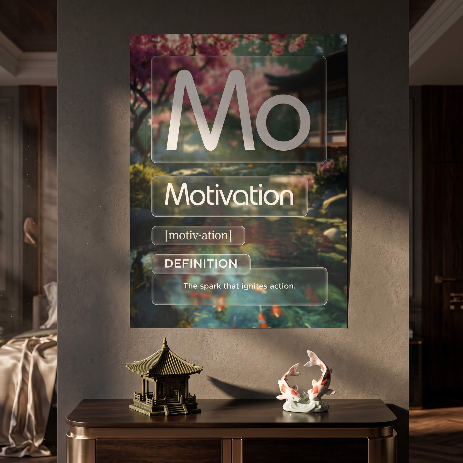 DOTCOMCANVAS® Motivation (Mo) Poster Version Farbig – Raum-Mockup