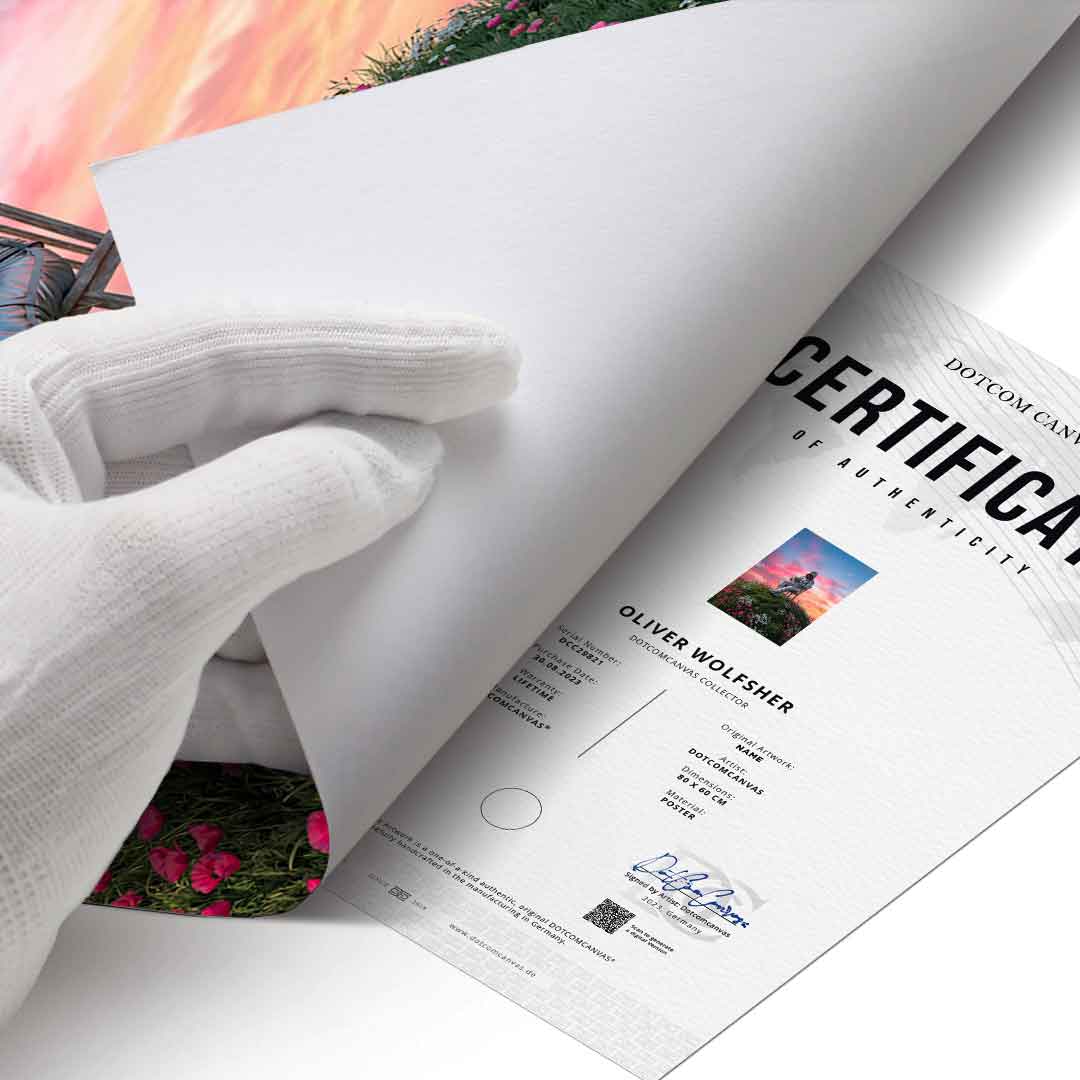 DOTCOMCANVAS® Astronaut's Big Dreams Poster – Echtheitszertifikat