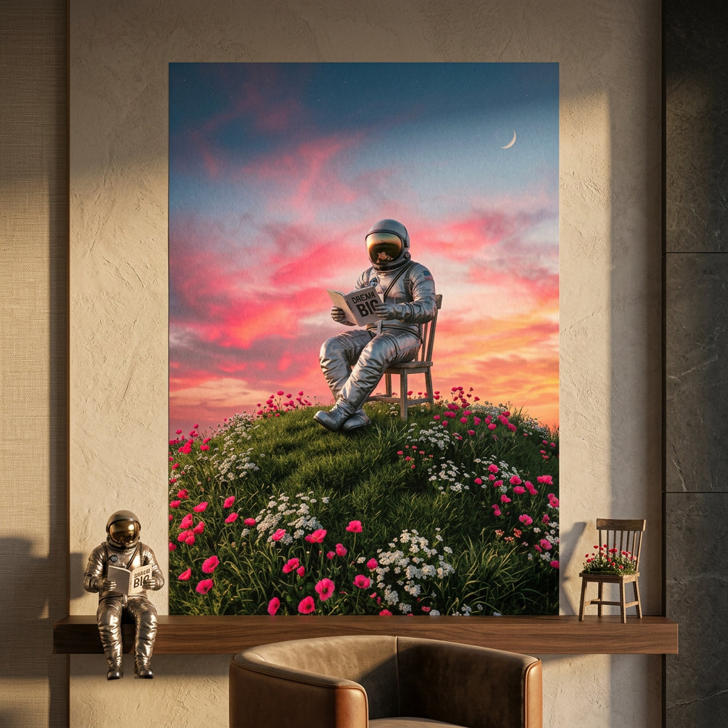 DOTCOMCANVAS® Astronaut's Big Dreams Poster – Raum-Mockup