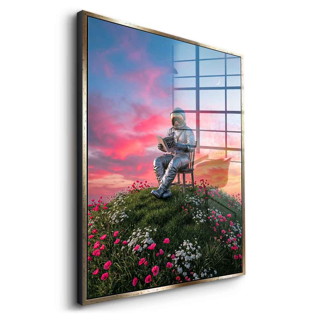DOTCOMCANVAS® Astronaut's Big Dreams Acrylglasbild – Seitenansicht