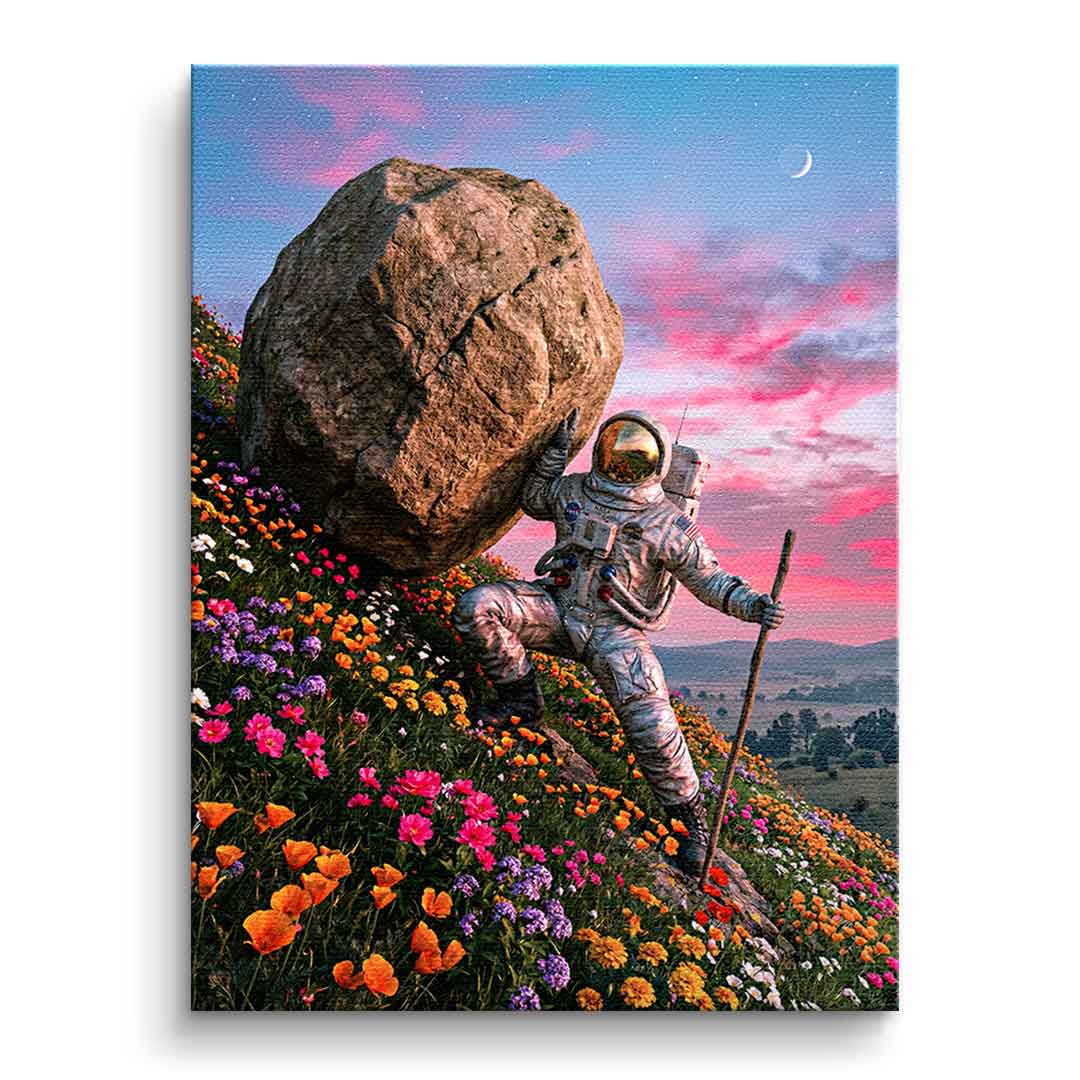 DOTCOMCANVAS® Astronaut's Heavy Burden Leinwandbild – Vorderansicht ohne Rahmen