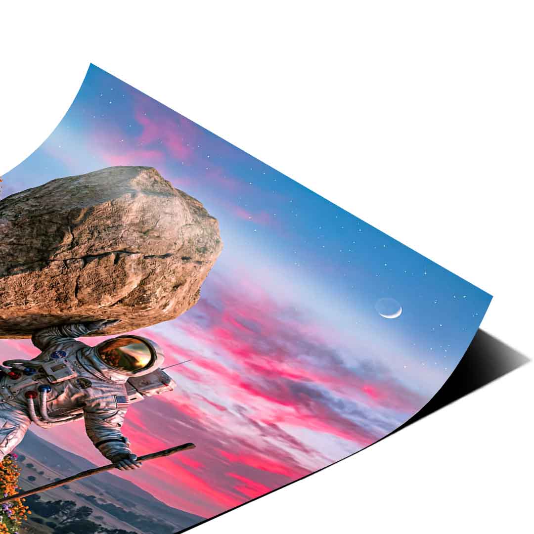 DOTCOMCANVAS® Astronaut's Heavy Burden Poster – Ecken-Detail 2