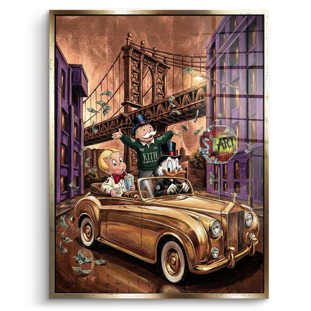 DOTCOMCANVAS New York Vibe Acrylglasbild Frontansicht Gold Rahmen