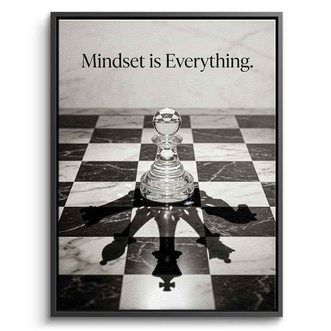 DOTCOMCANVAS Mindset is Everything Leinwandbild Frontansicht Schwarz Rahmen