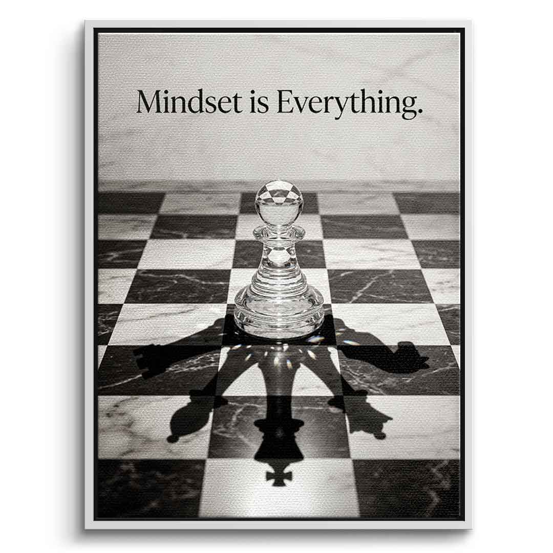 DOTCOMCANVAS Mindset is Everything Leinwandbild Frontansicht Weiß Rahmen