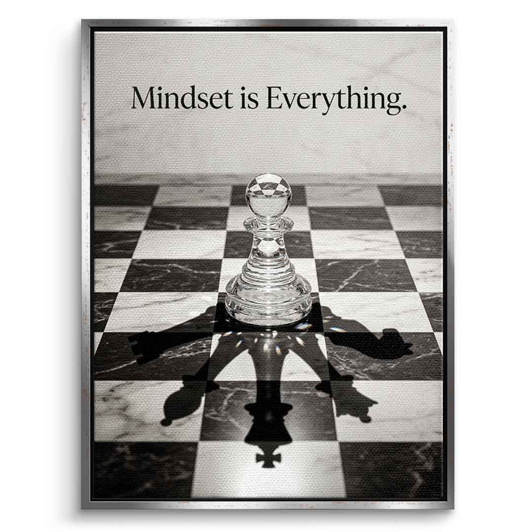 DOTCOMCANVAS Mindset is Everything Leinwandbild Frontansicht Silber Rahmen
