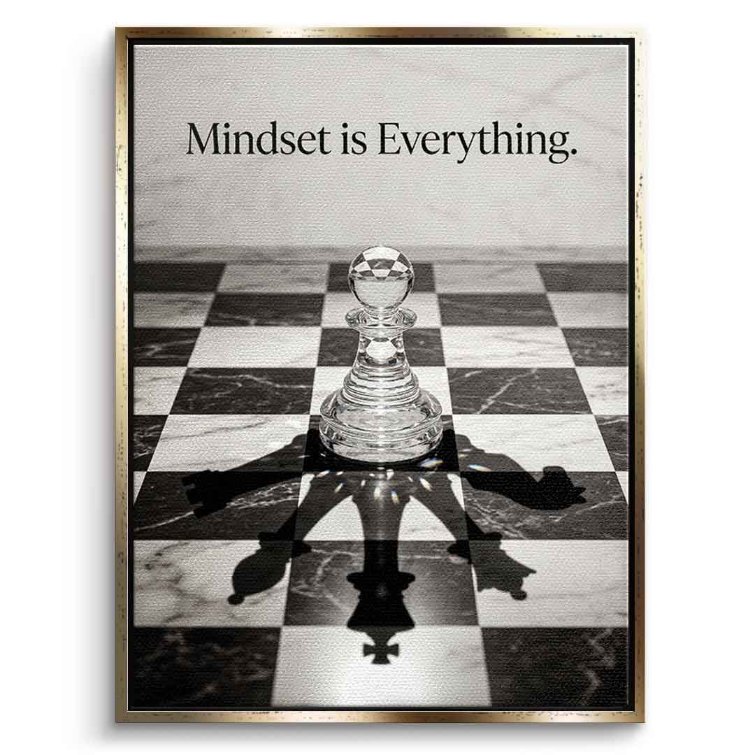 DOTCOMCANVAS Mindset is Everything Leinwandbild Frontansicht Gold Rahmen