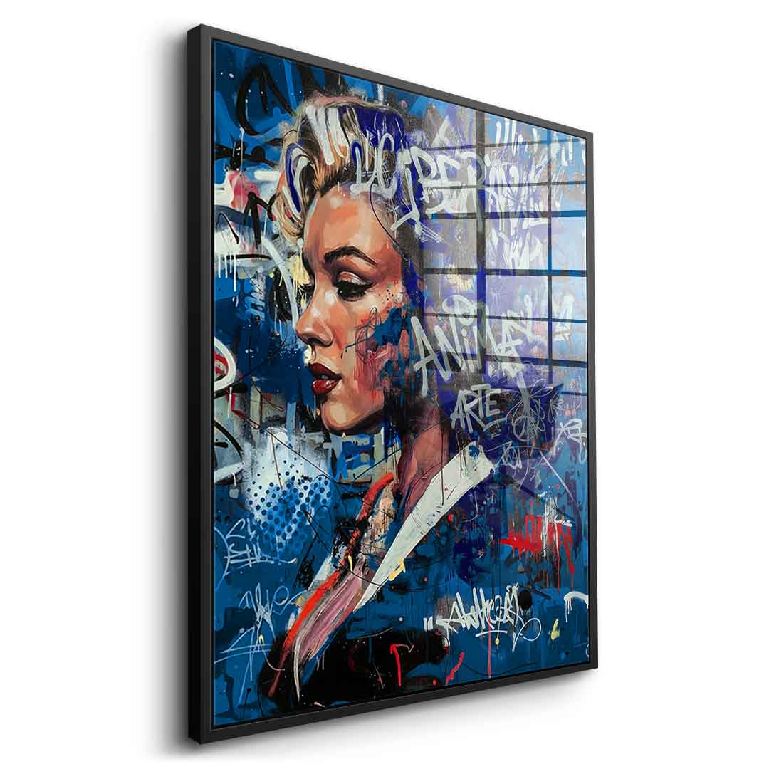 DOTCOMCANVAS Merlin Graffiti Acrylglasbild Seitenansicht Silber Rahmen