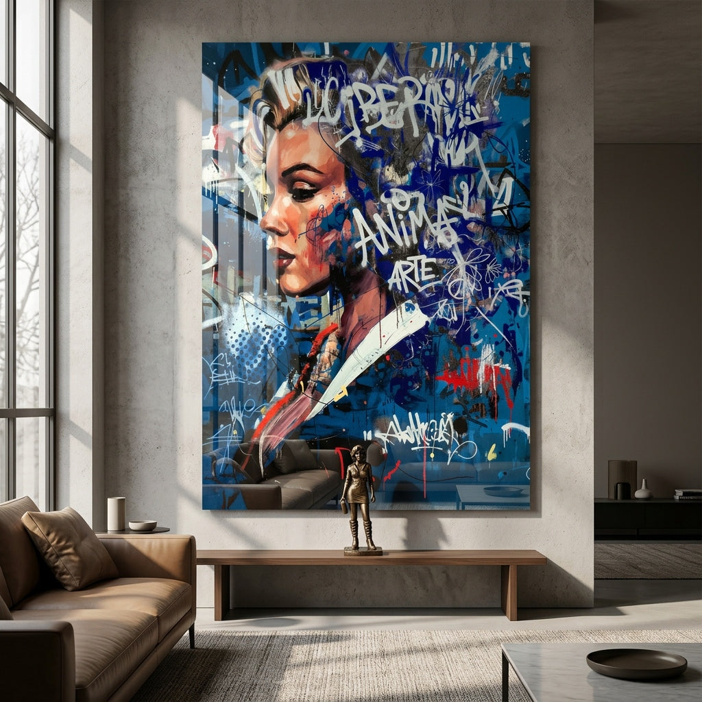 DOTCOMCANVAS Merlin Graffiti Acrylglasbild Raum Mockup