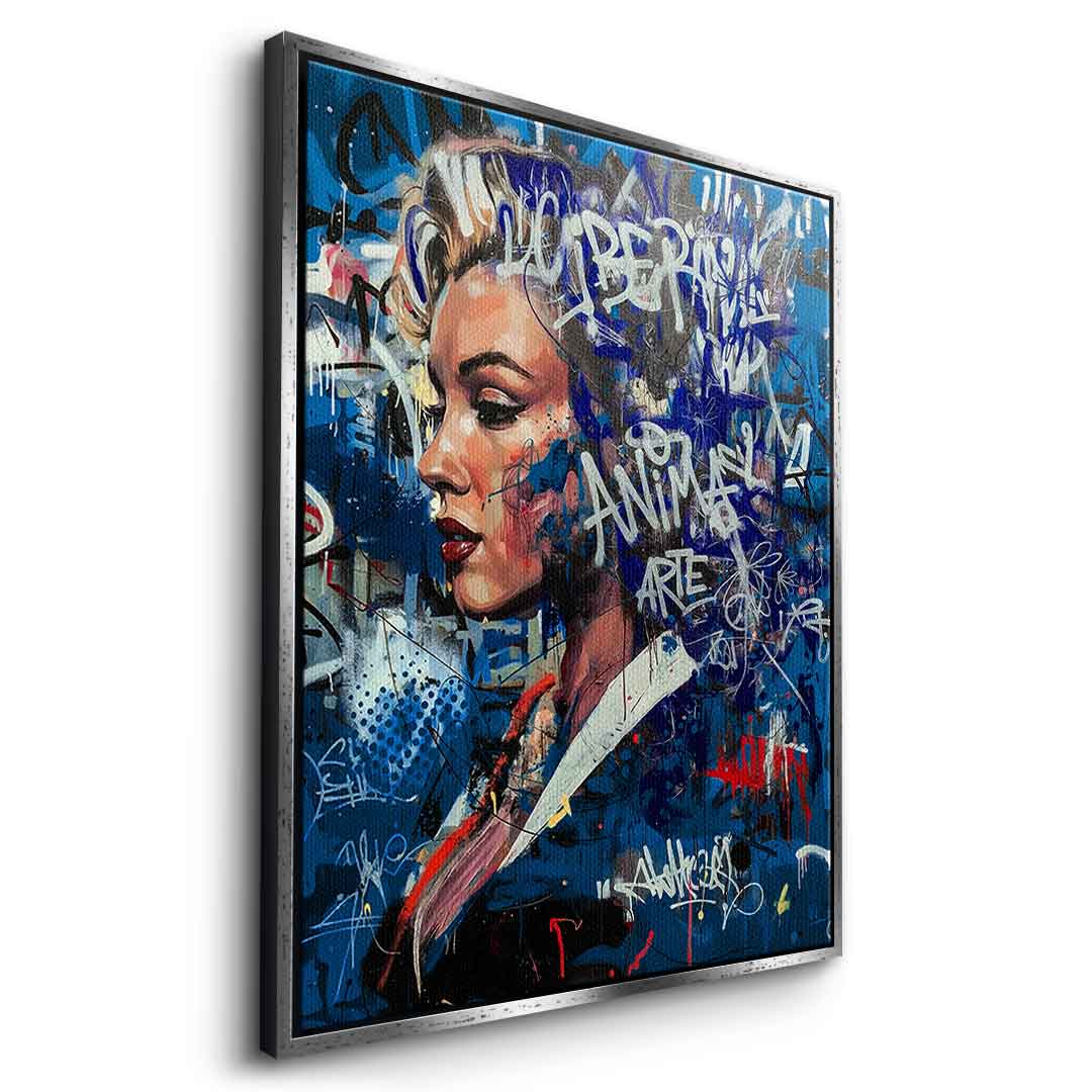 DOTCOMCANVAS Merlin Graffiti Leinwandbild Seitenansicht Silber