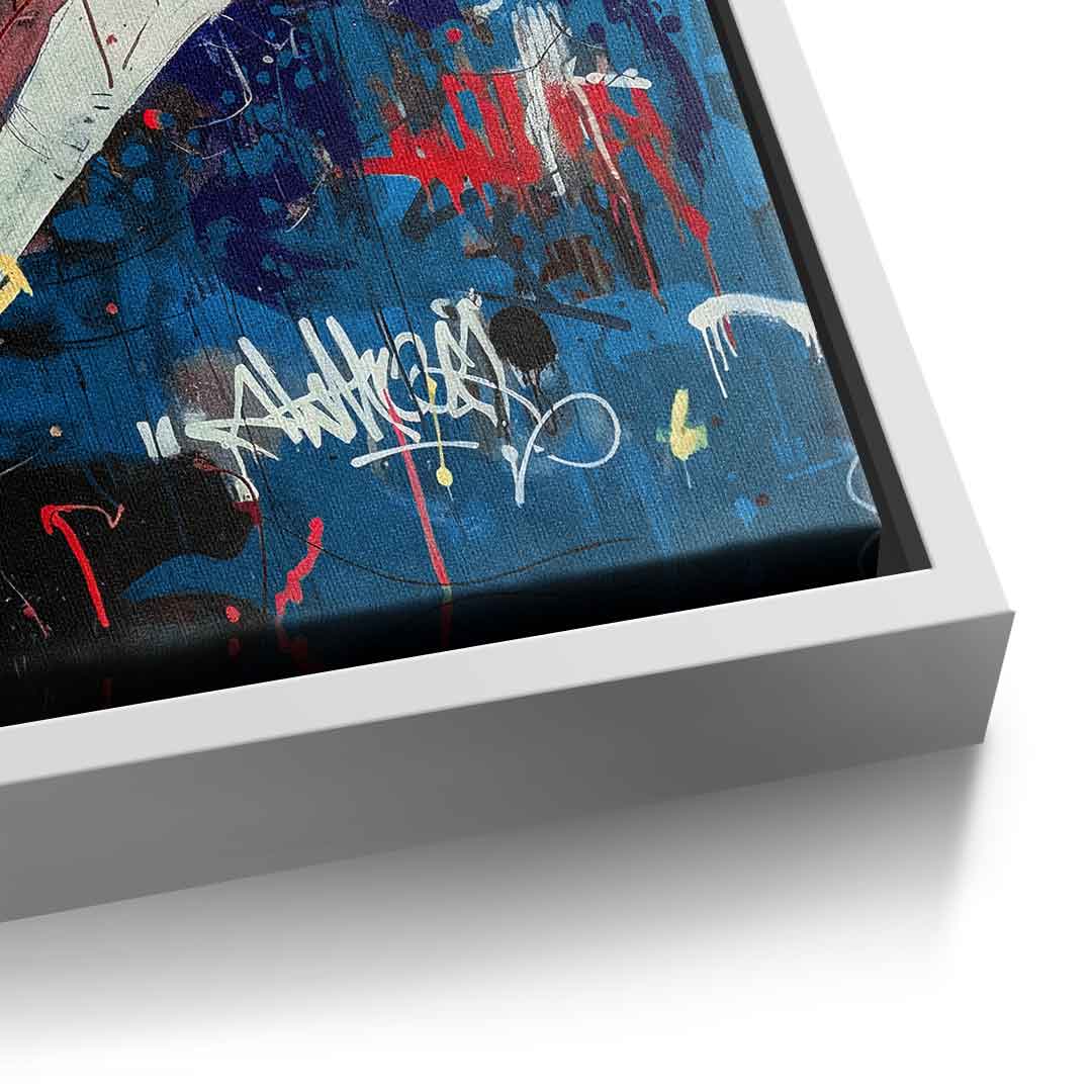 DOTCOMCANVAS Merlin Graffiti Leinwandbild Detail Weiß Rahmen