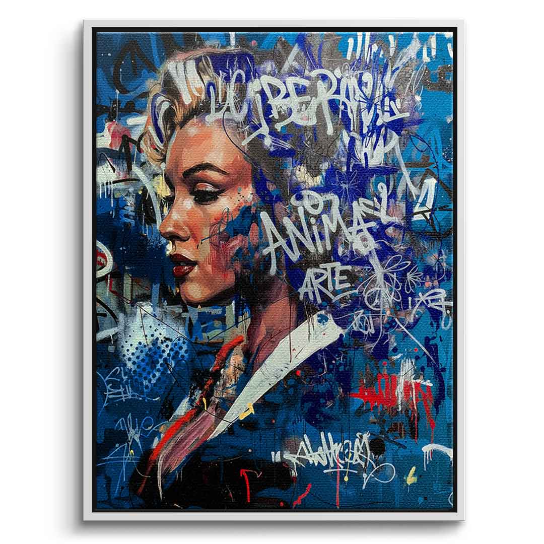 DOTCOMCANVAS Merlin Graffiti Leinwandbild Frontansicht Weiß Rahmen