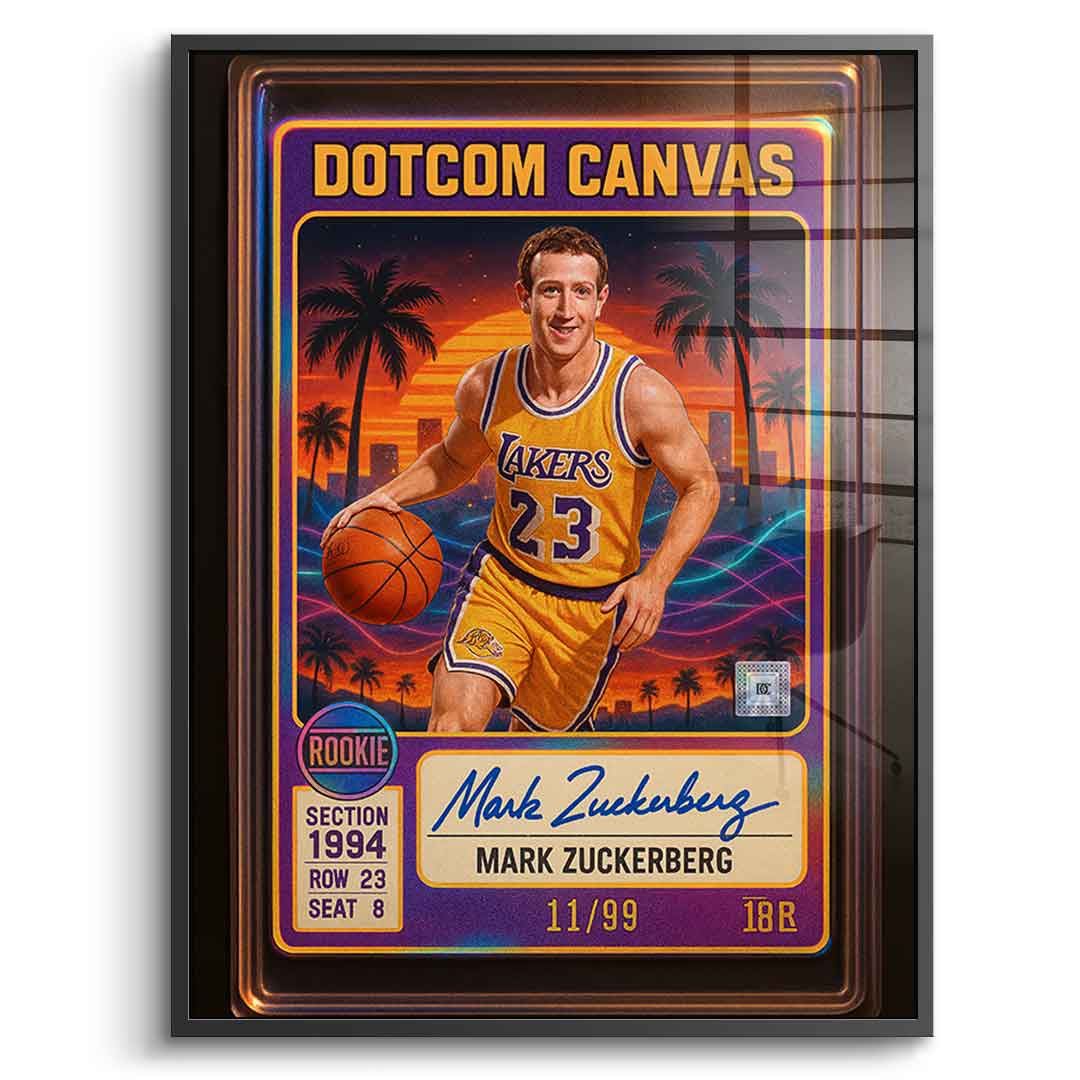 DOTCOMCANVAS Mark Zuckerberg Basketball Card Acrylglasbild Frontansicht Schwarz Rahmen
