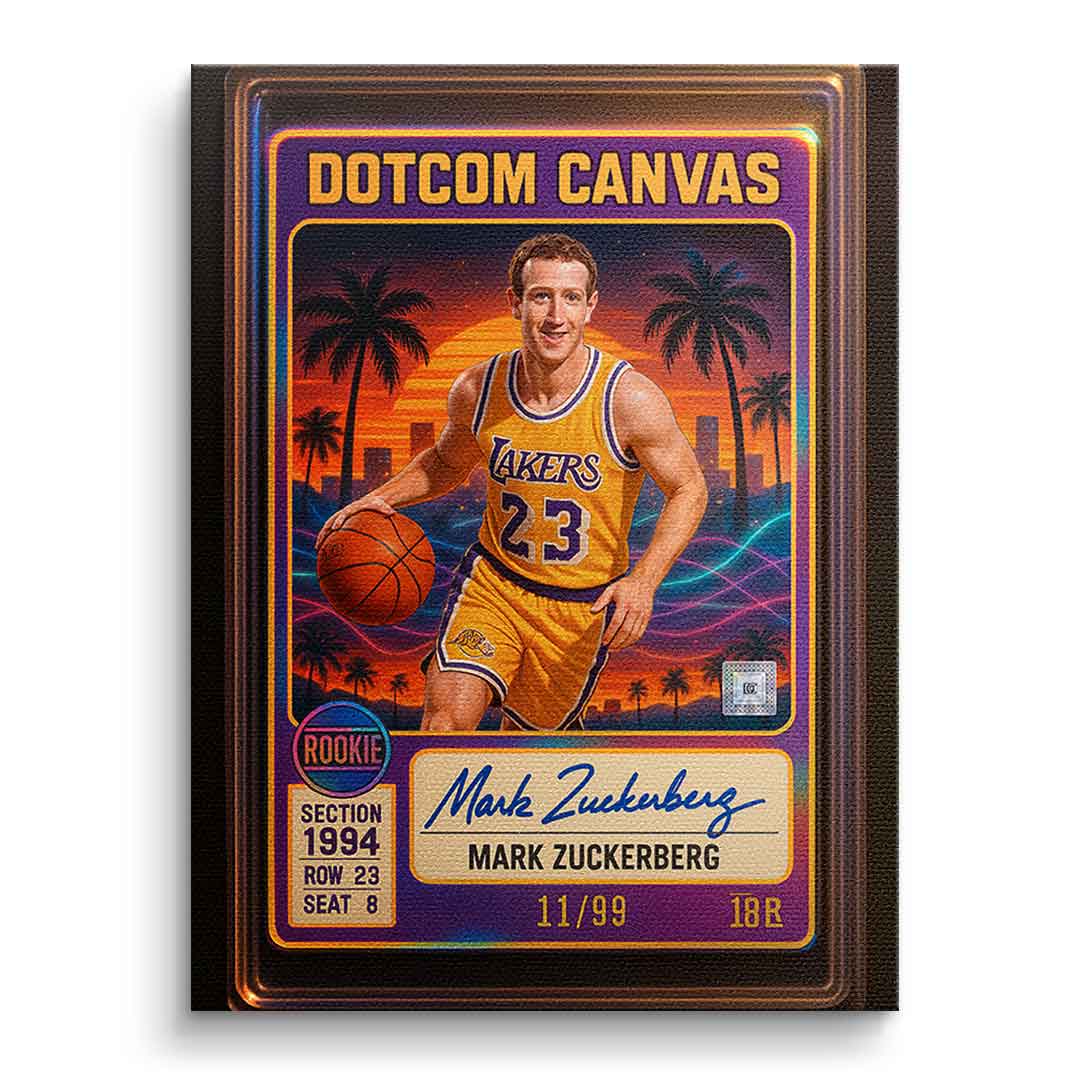 DOTCOMCANVAS Mark Zuckerberg Basketball Card Leinwandbild Frontansicht Ohne Rahmen