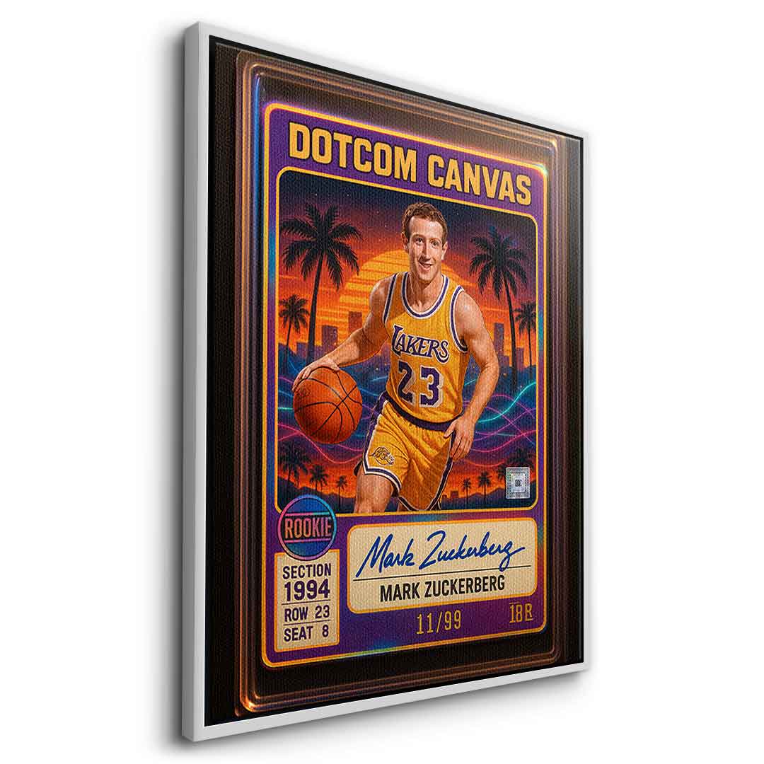 DOTCOMCANVAS Mark Zuckerberg Basketball Card Leinwandbild Seitenansicht Gold