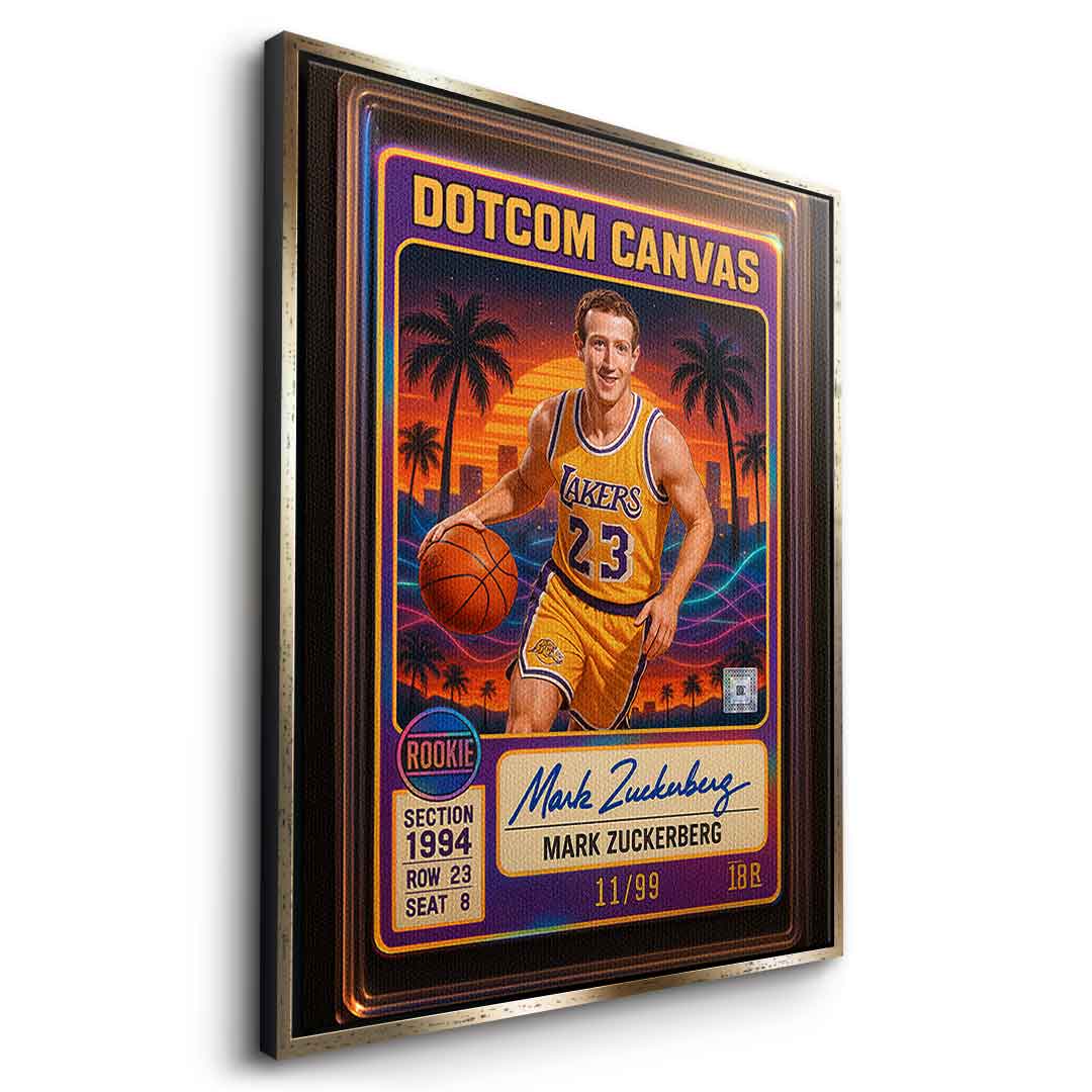 DOTCOMCANVAS Mark Zuckerberg Basketball Card Leinwandbild Seitenansicht Weiß