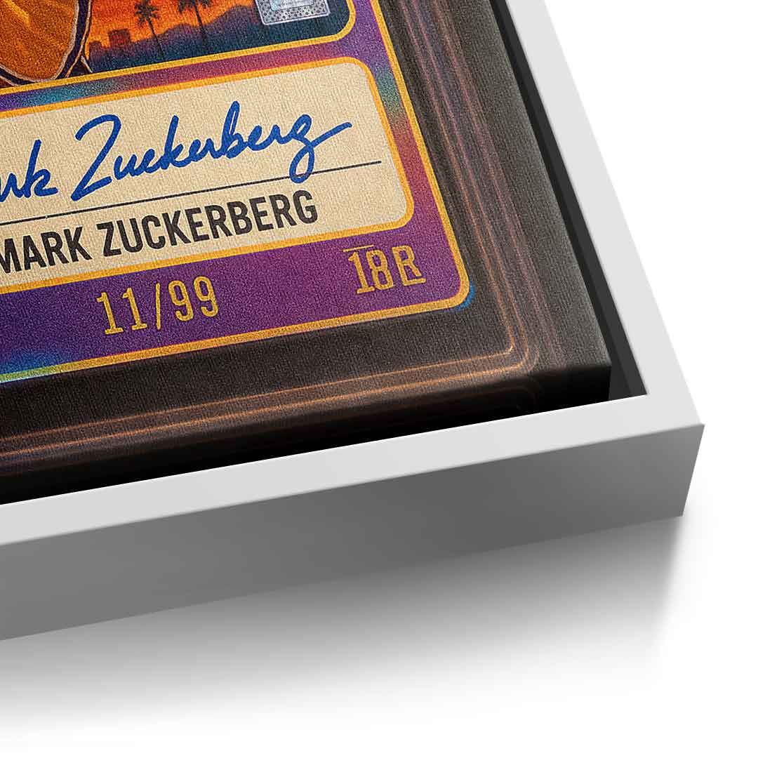 DOTCOMCANVAS Mark Zuckerberg Basketball Card Leinwandbild Detail Weiß Rahmen